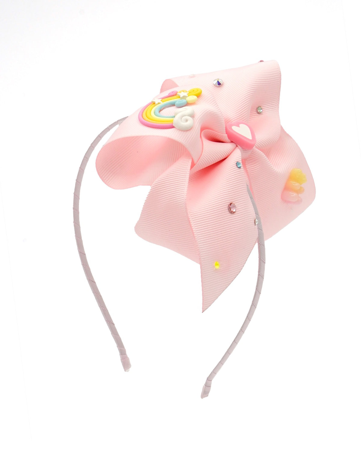 Crystallized Large Oversized Charm Bow in Pink