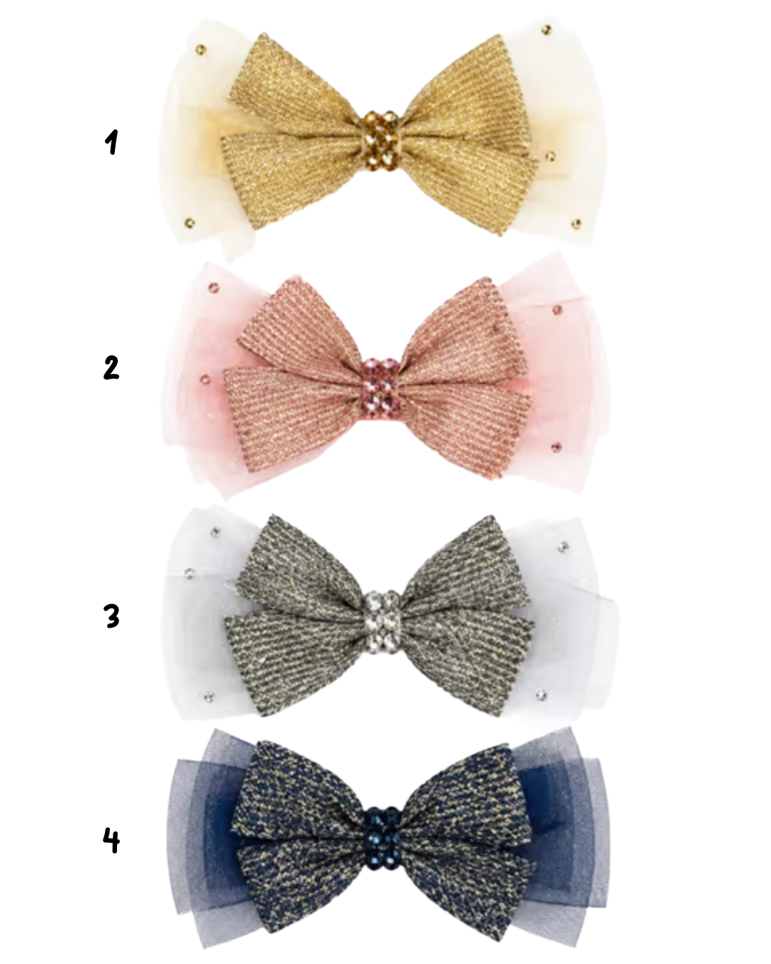 Crystallized Glitter Tulle Bow Clip
