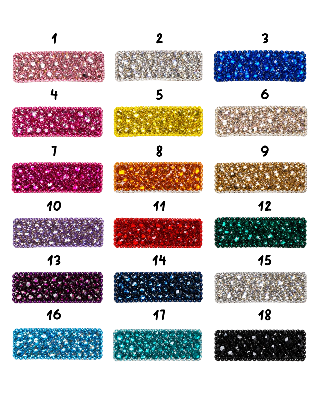Fully Crystallized Solid Color Hair Clip