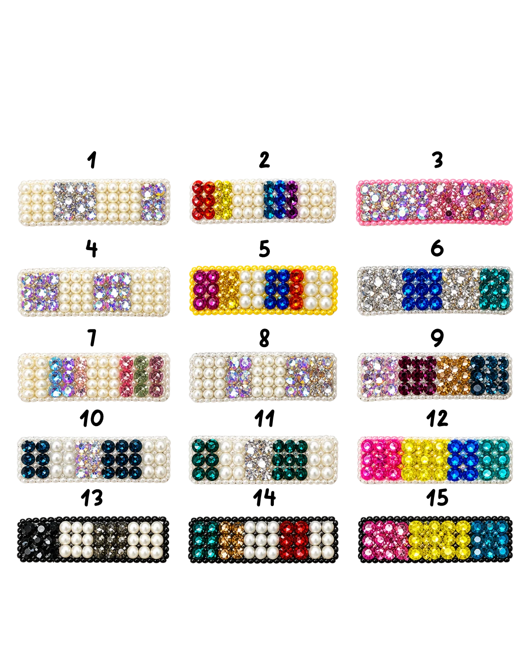 Fully Crystallized Pearl and Crystal Striped Clip
