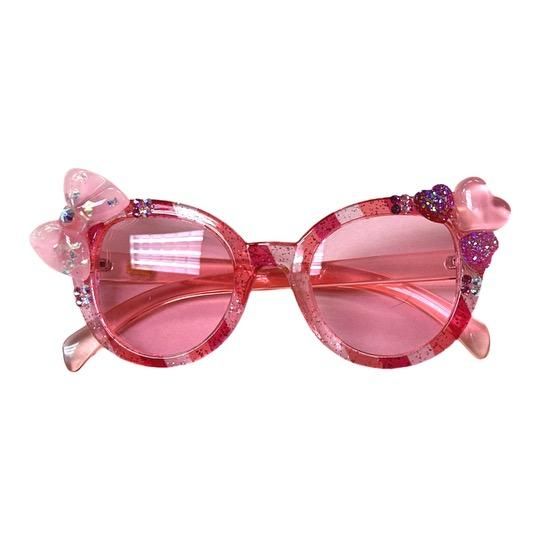 Striped Sunglasses With Stones and Charms in Pink