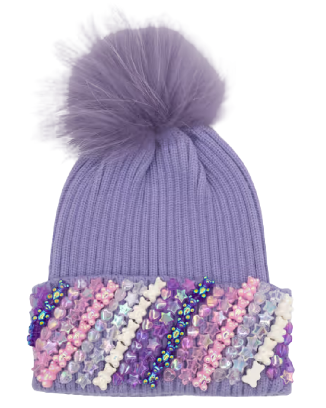 Lavender Gummy Bear Charm Winter Hat