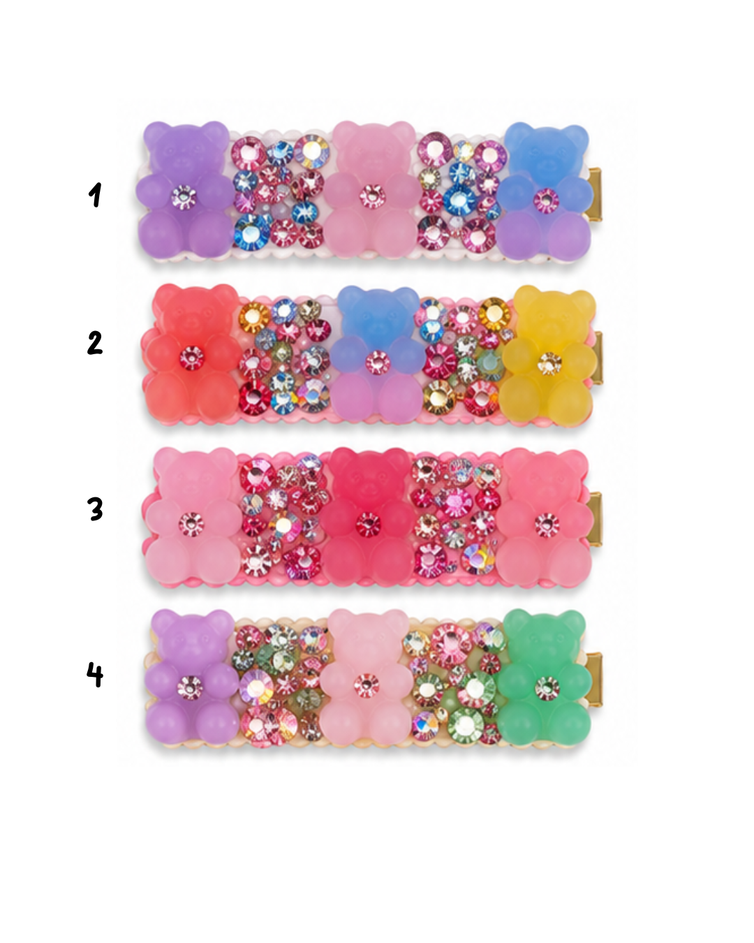 Jelly Bear Rhinestone Clip