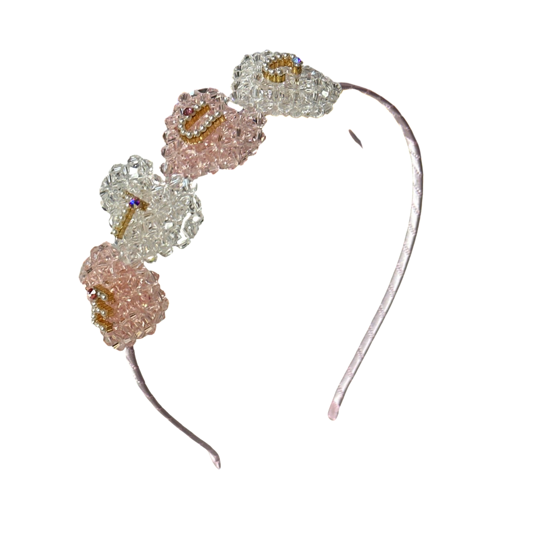 4 Beaded Hearts Cute Headband