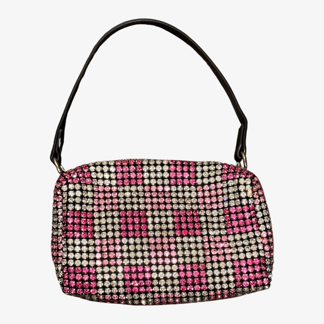 Fully Crystalized Checkered Handbag