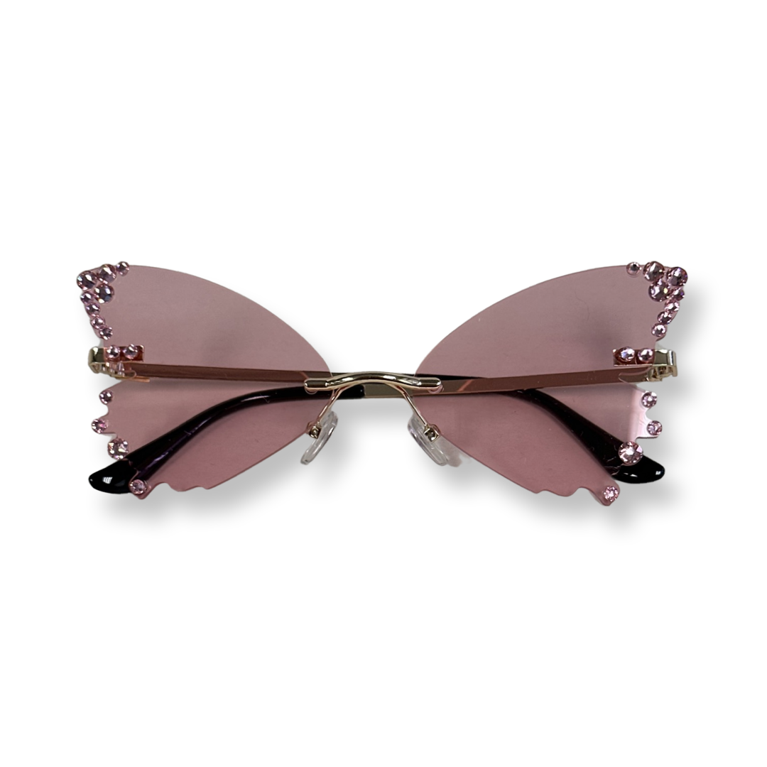 Crystallized Butterfly Sunglasses in Pink