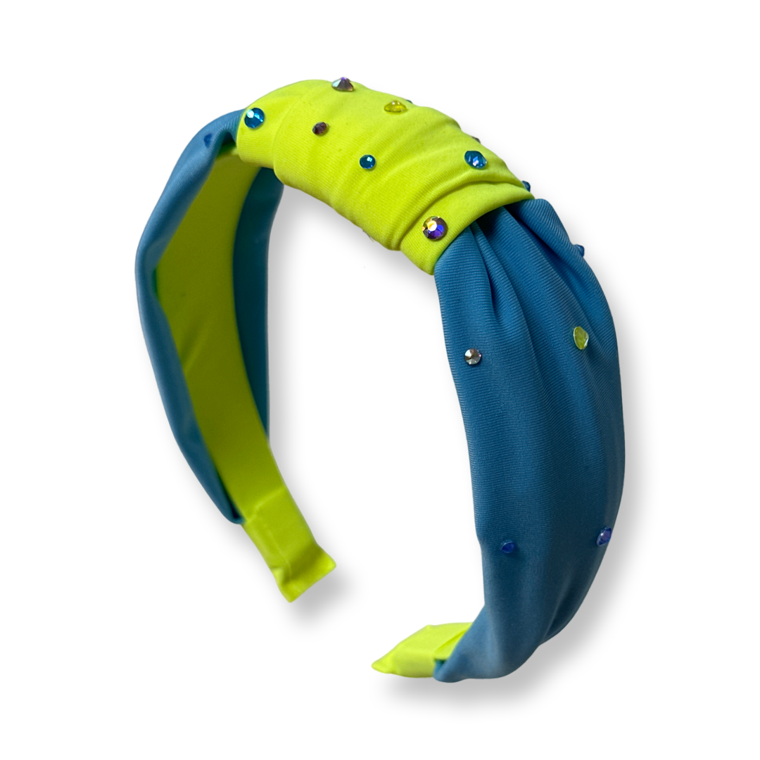 Spandex Headband in Neon Blue and Neon Yellow