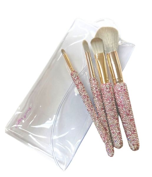 4 Piece Crystallized Handle Makeup Brushes