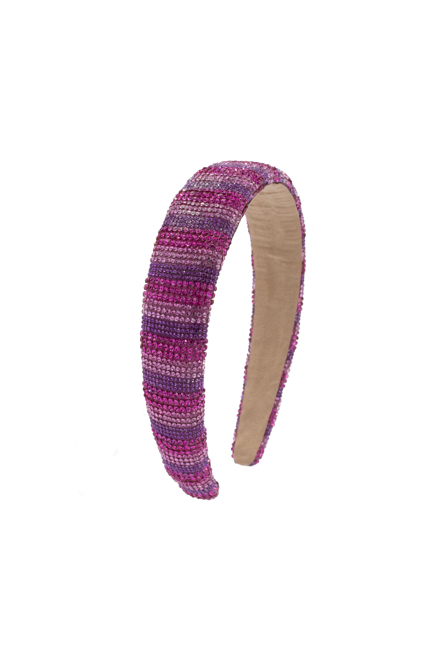 Fully Crystalized Striped Headband in Pink/Purple