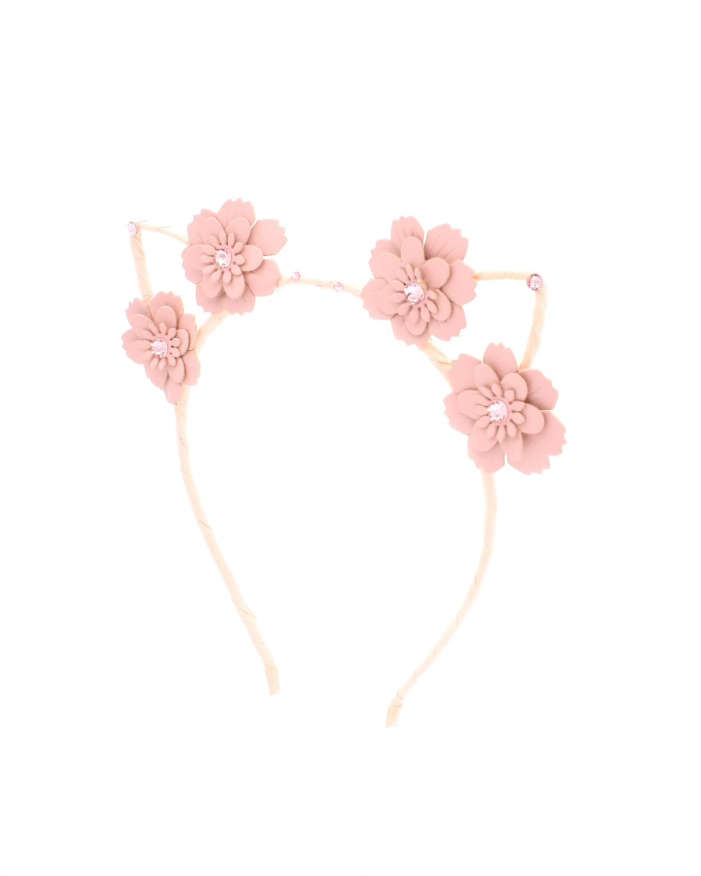 Cat Ears With Flowers Headband in Pink