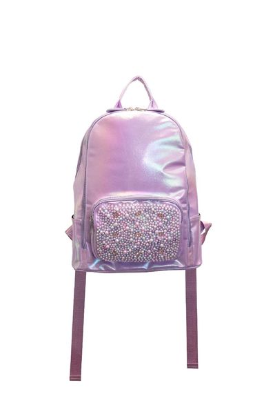 Lavender Shimmer Galaxy Backpack With Full Pearl and Jewel Pocket