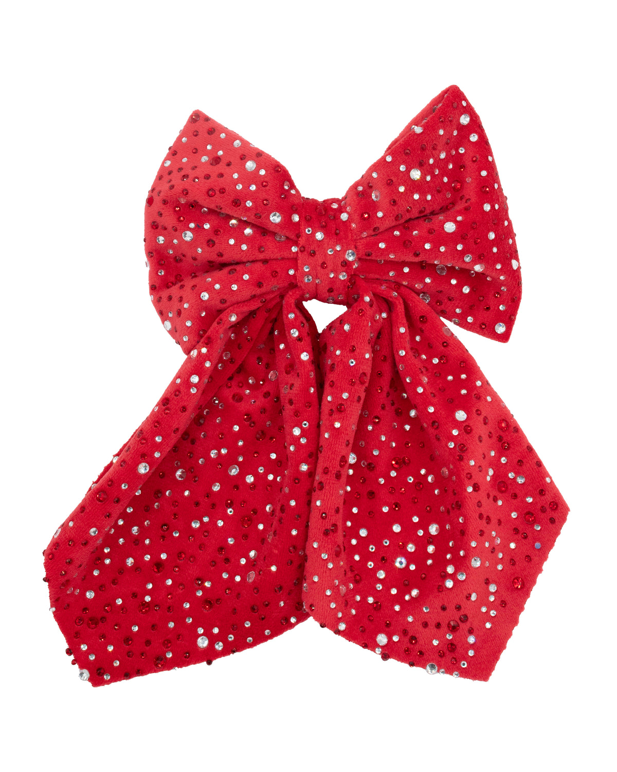 Velvet Jeweled Tail Bow Clip