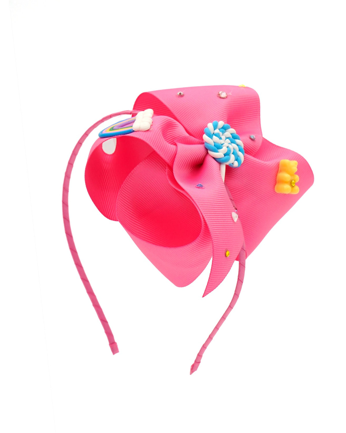 Crystallized Large Oversized Charm Bow in Fuchsia