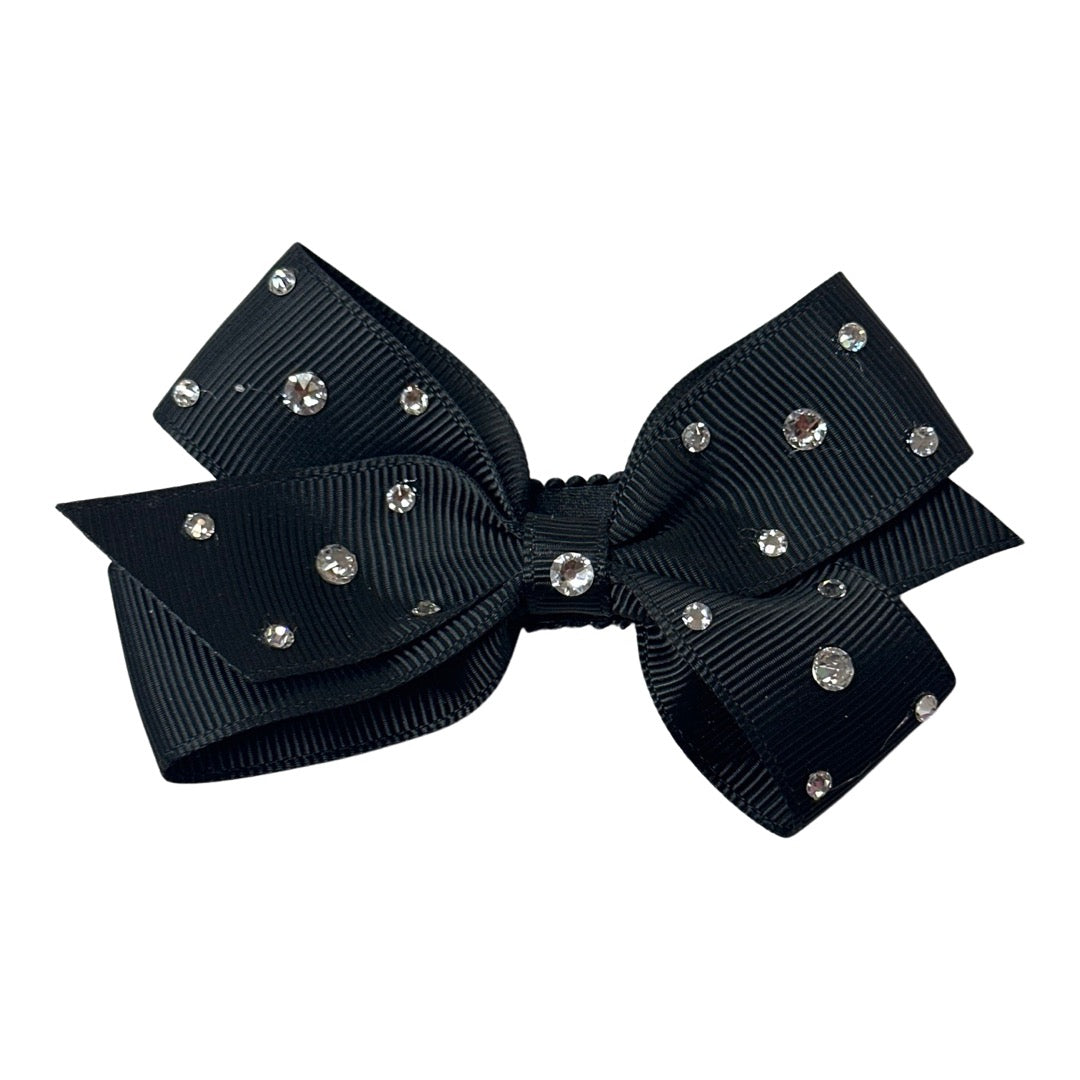 Black Bow Clip Hand-Stoned With Swarovski Crystals