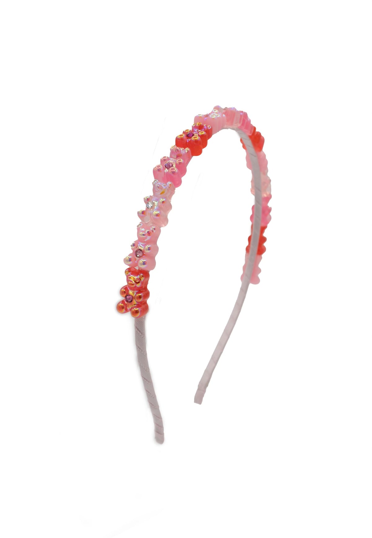 Crystallized Metallic Chrome Gummy Bear Headband in Multi Pink and Rose