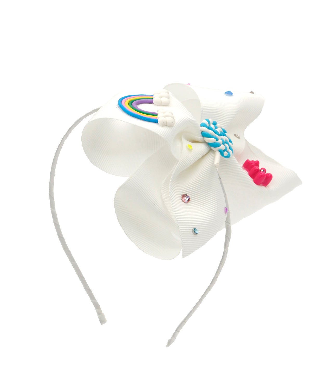 Crystallized Large Oversized Charm Bow in White