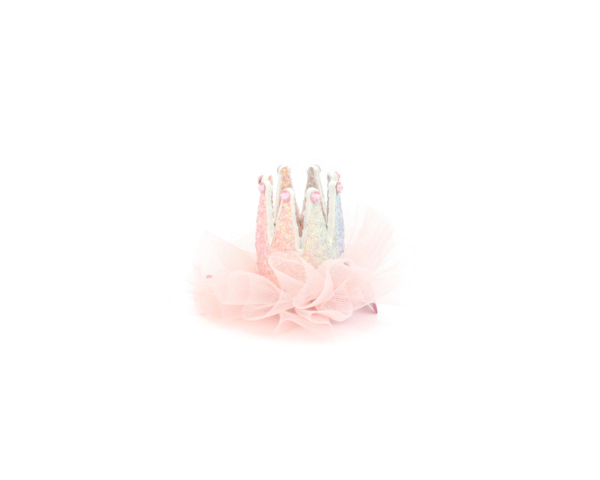 3D Tulle Crown Clip in Light Pink