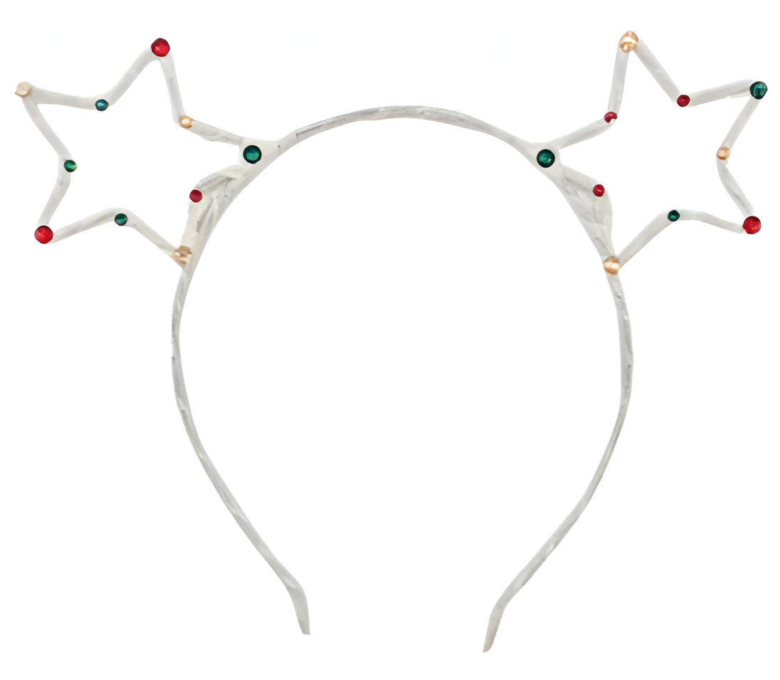 Holiday Crystallized Star Ears Headband in White
