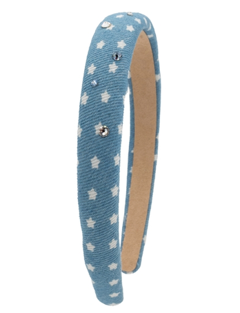 Crystalized Thin Padded Light Denim Star Headband