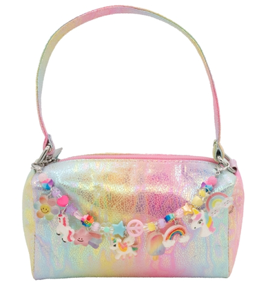 Tie Dye Galaxy Charm Link Bag With Crossbody Strap