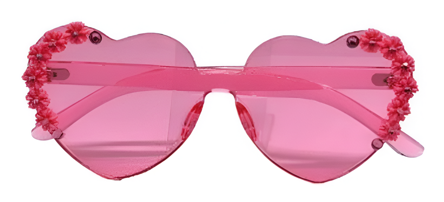 Pink Heart Sunglasses with Floral Stones