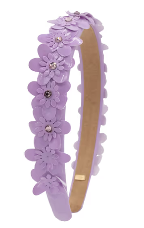 Crystallized Thin Multi Flower Headband in Lavender