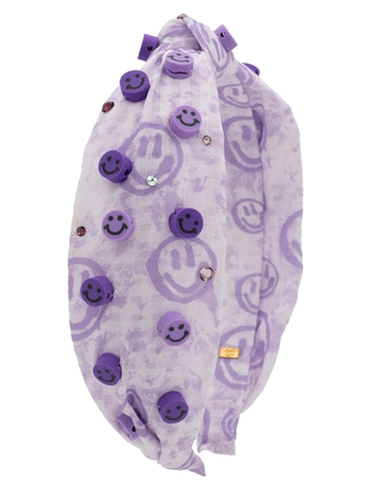 Crystallized Clay Smile Charm Knot Headband in Lavender
