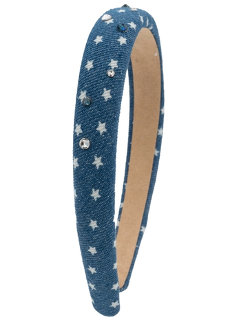 Crystalized Thin Padded Dark Denim Star Headband
