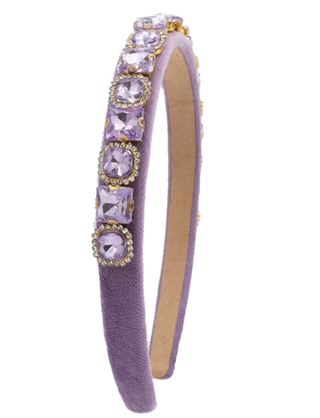 Full Multi Shape Jewel Thin Velvet Headband in Lavender
