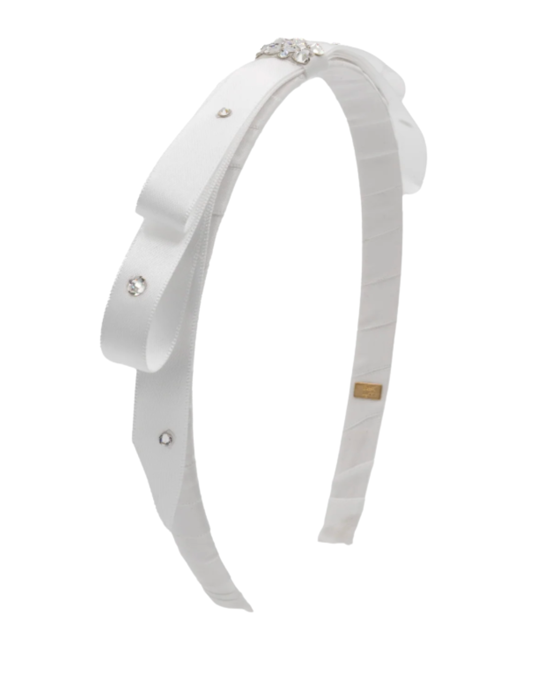 Thin Satin Bow Headband With Crystals