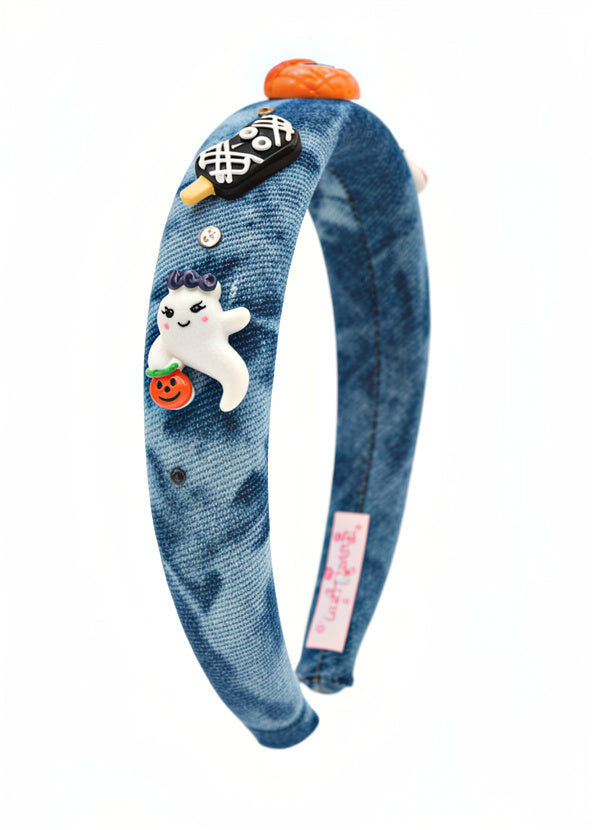 Padded Denim Halloween Headband in Blue
