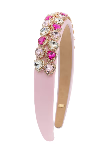 Full Heart Jewel Satin Headband in Pink