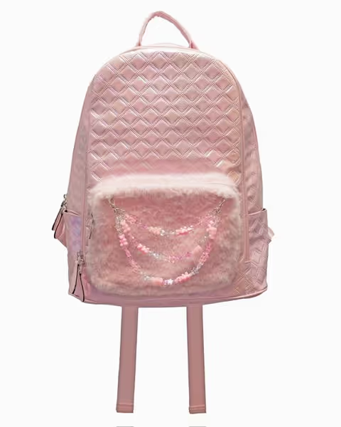 Galaxy Fur Mini Backpack With Removable Link Charm (11'')
