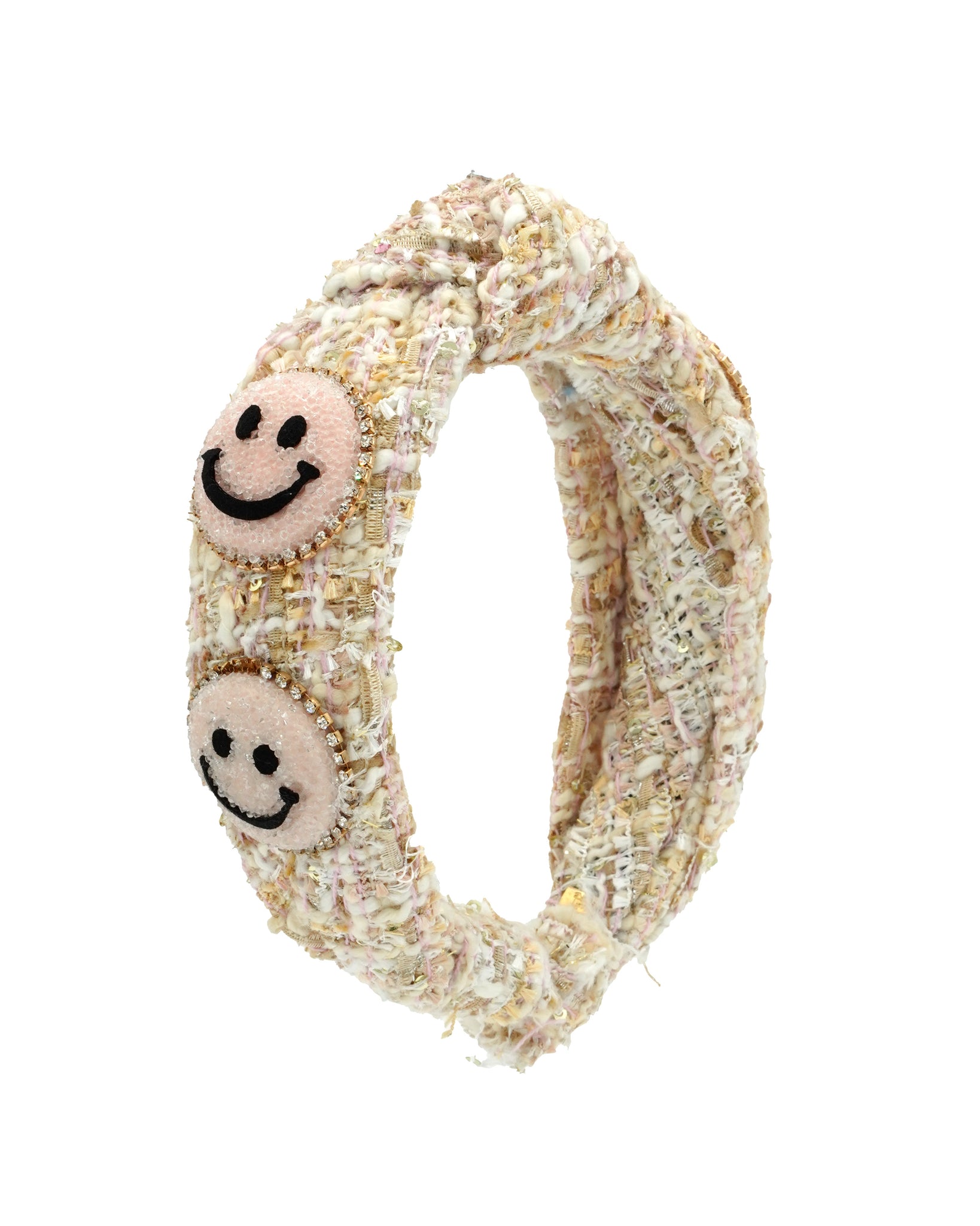 TWEED SMILEY FACE HEADBAND
