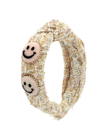 TWEED SMILEY FACE HEADBAND