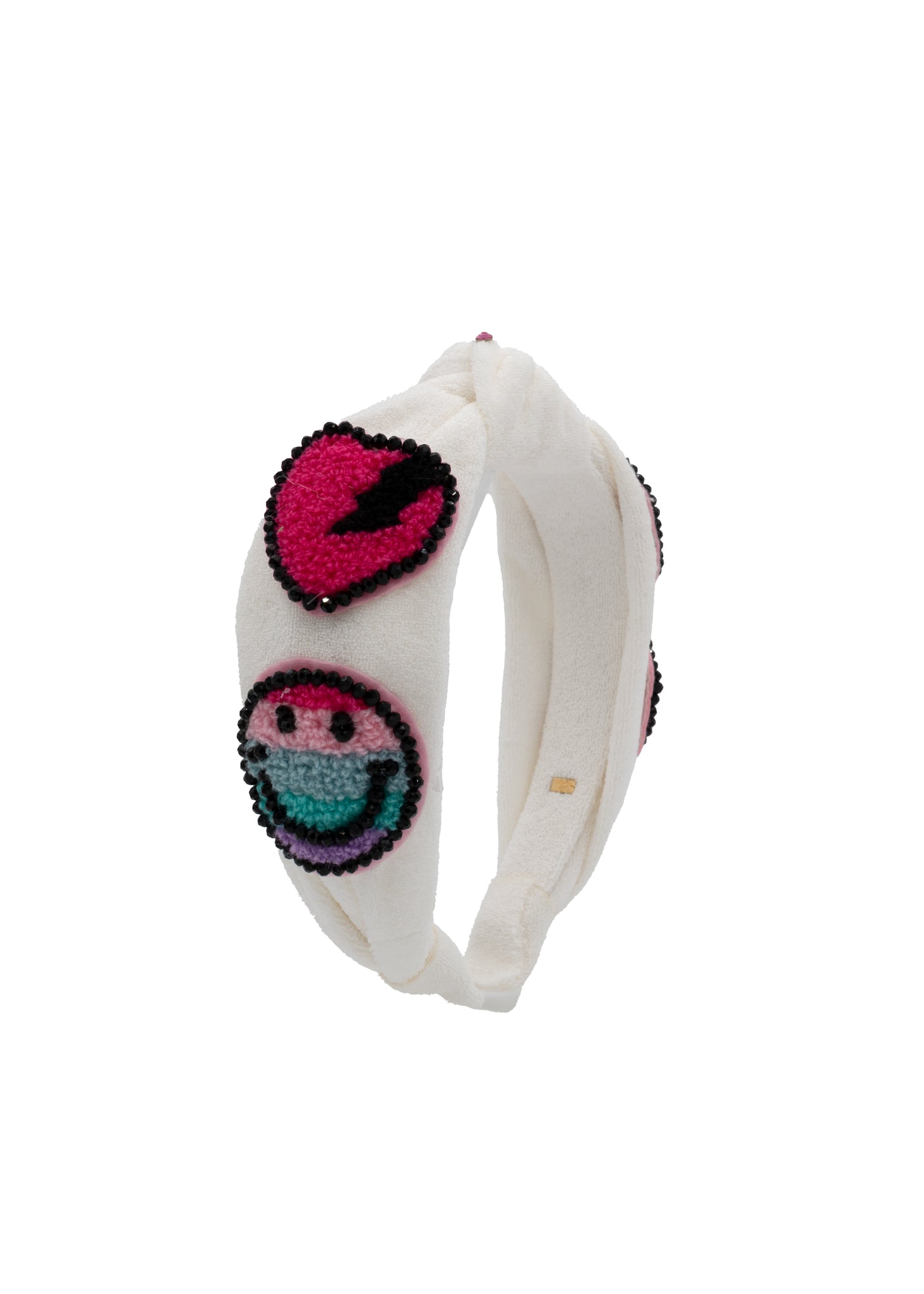 SMILEY AND HEART PATCH HEADBAND