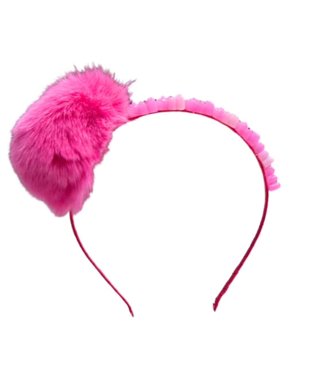 Fur Pom Pom Gummy Bear Headband - Neons