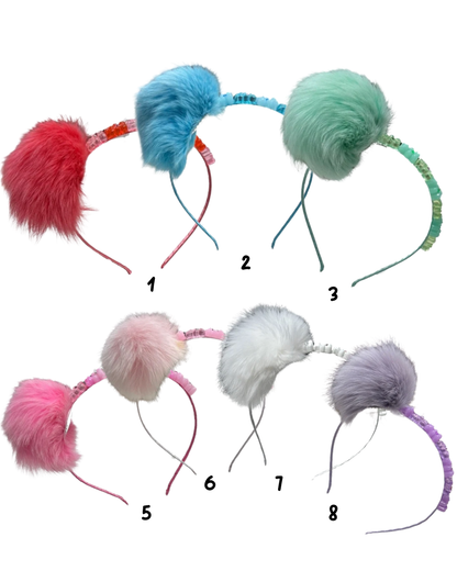 Fur Pom Pom Gummy Bear Headband - Pastels