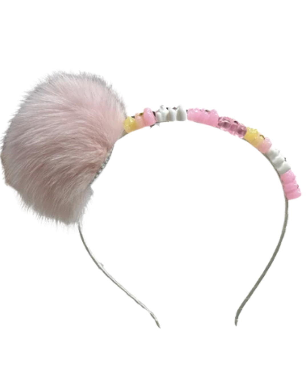 Fur Pom Pom Gummy Bear Headband - Multicolor