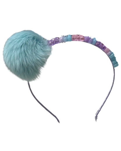 Fur Pom Pom Gummy Bear Headband - Multicolor