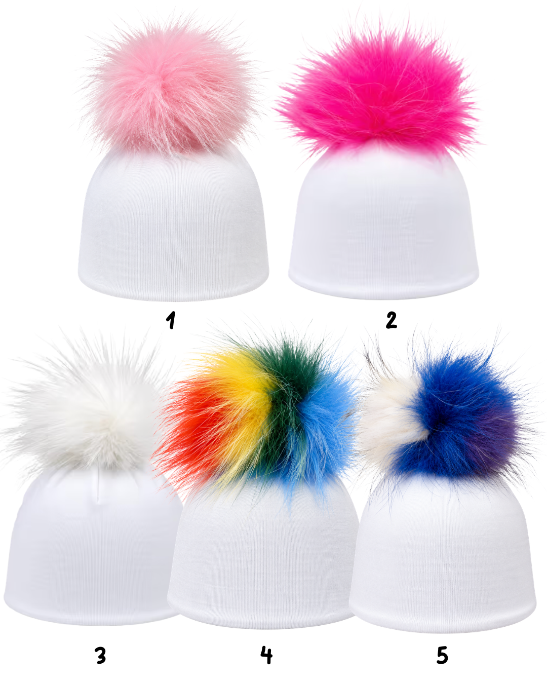 White Cotton Baby Layette With Fur Pom Pom