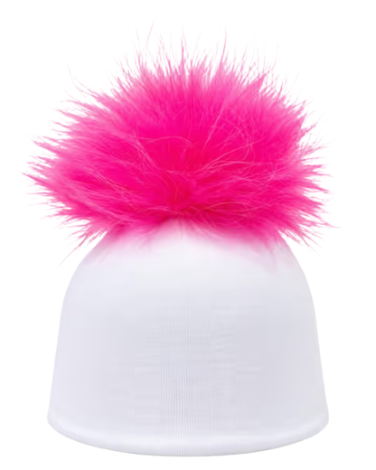 White Cotton Baby Layette With Fur Pom Pom