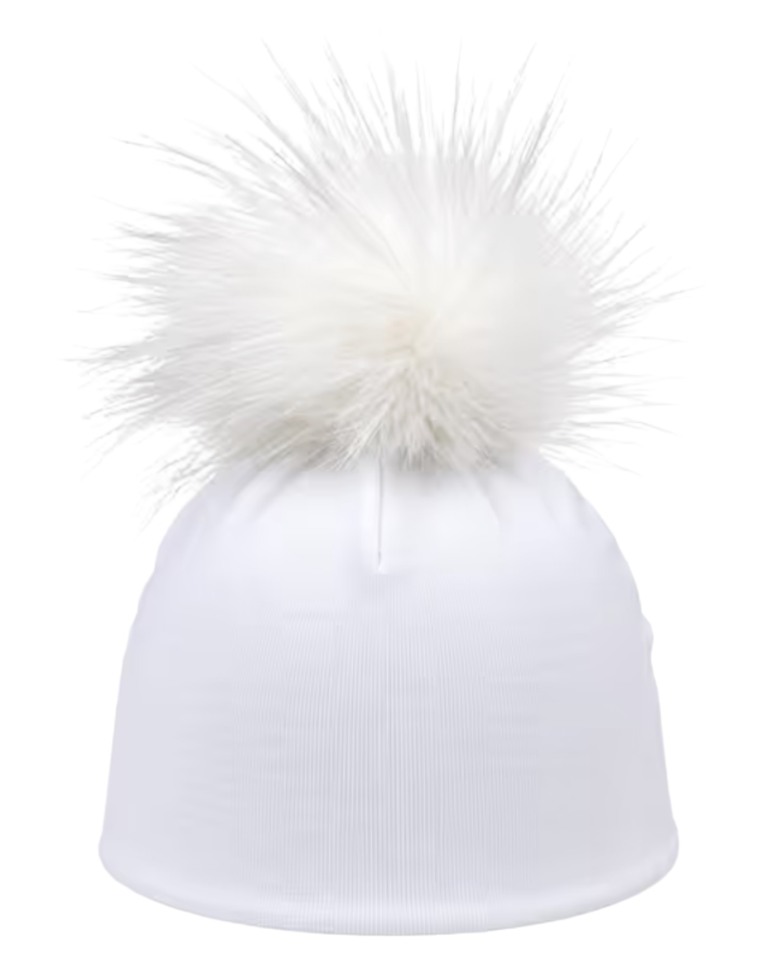 White Cotton Baby Layette With Fur Pom Pom