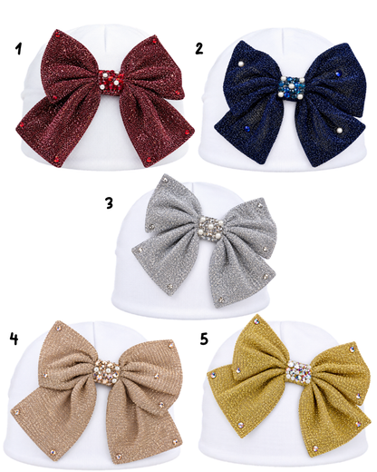 Cotton Baby Hat With Crystallized Sparkle Bow