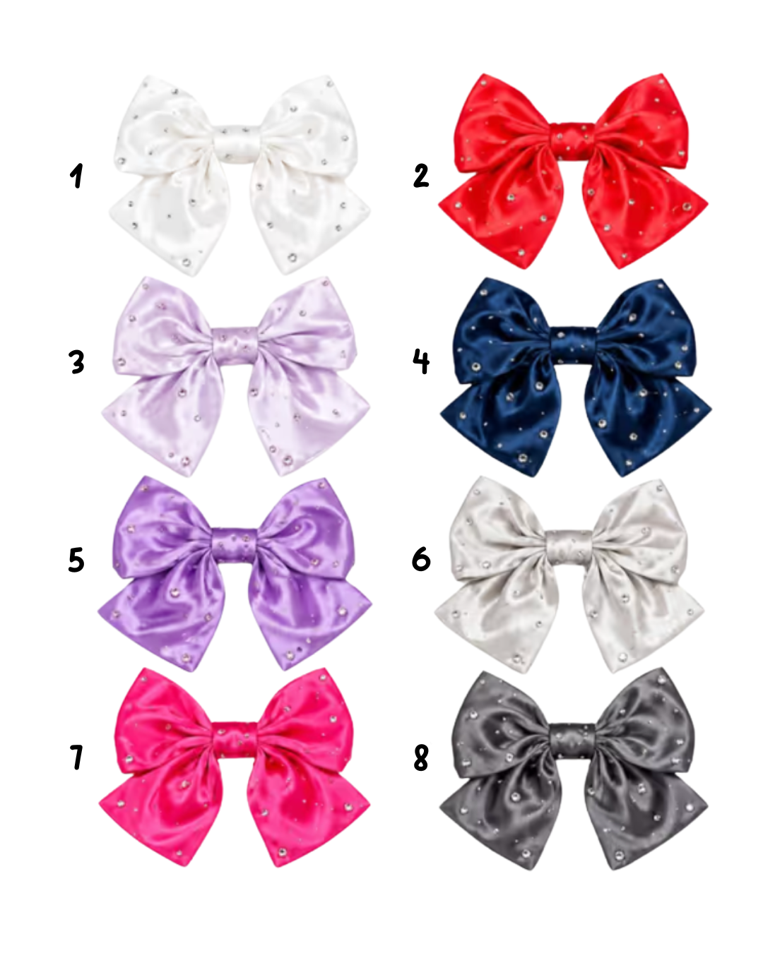 Shiny Satin Crystallized Bow Clip
