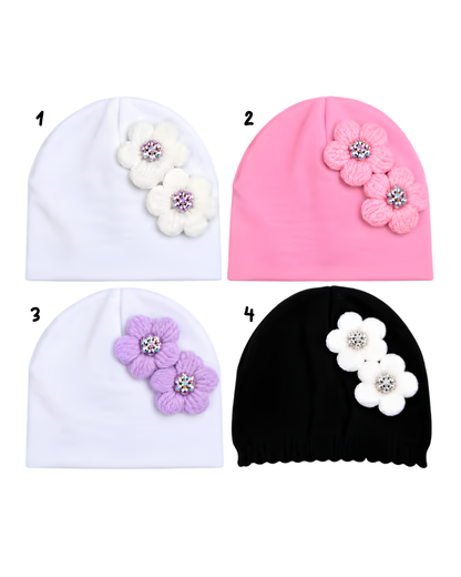 Cotton Baby Layette With Crystallized Crochet Flowers