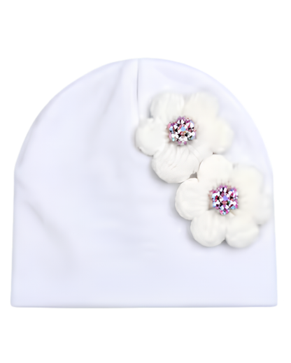 Cotton Baby Layette With Crystallized Crochet Flowers
