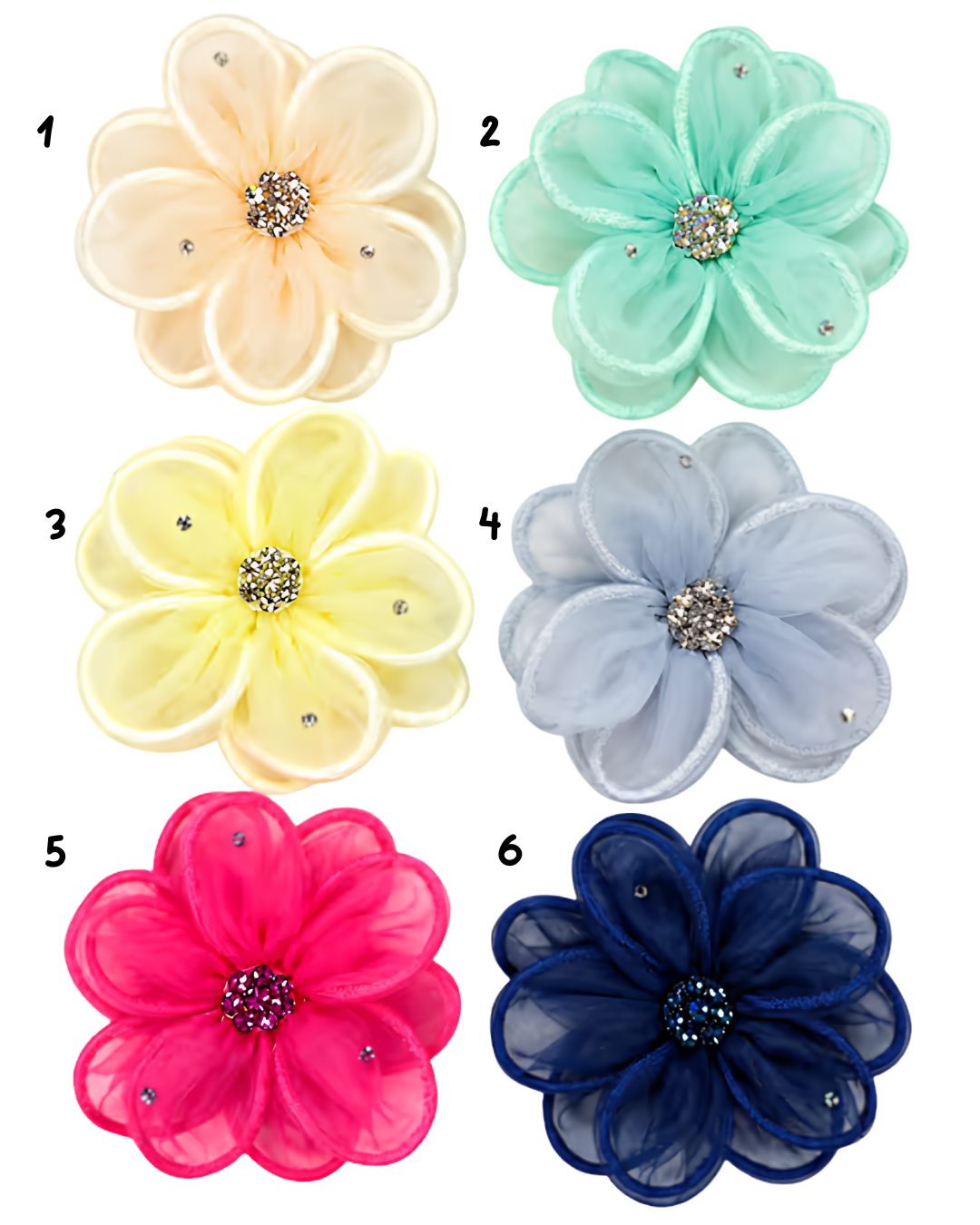 Crystallized Layered Flower Clip