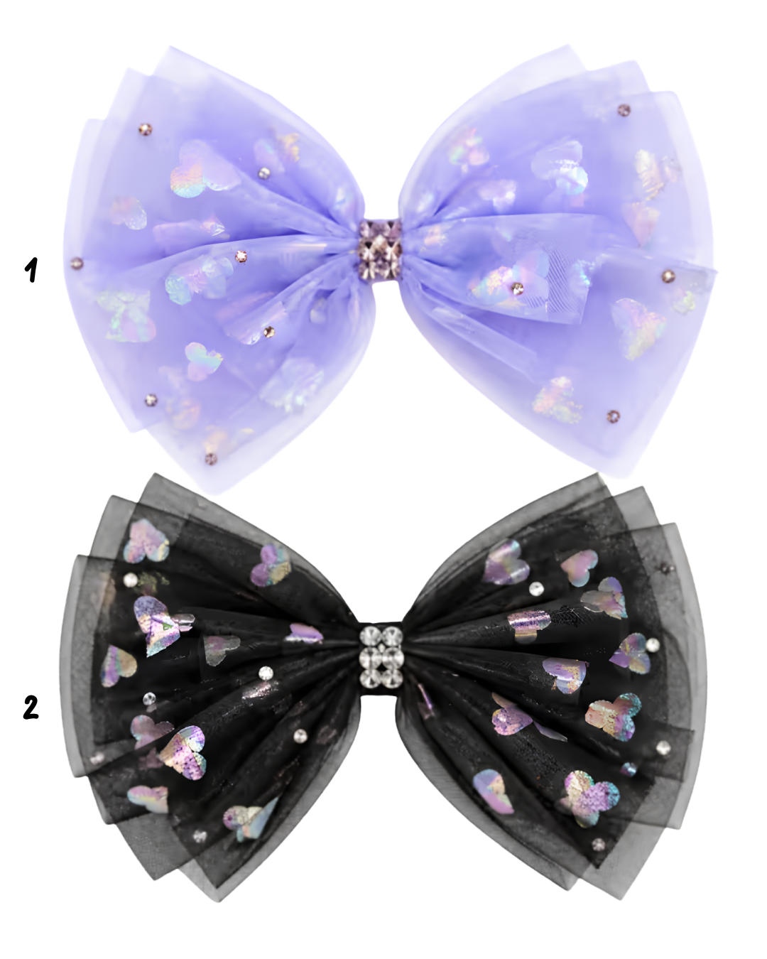 Shimmer Heart Bow Clip