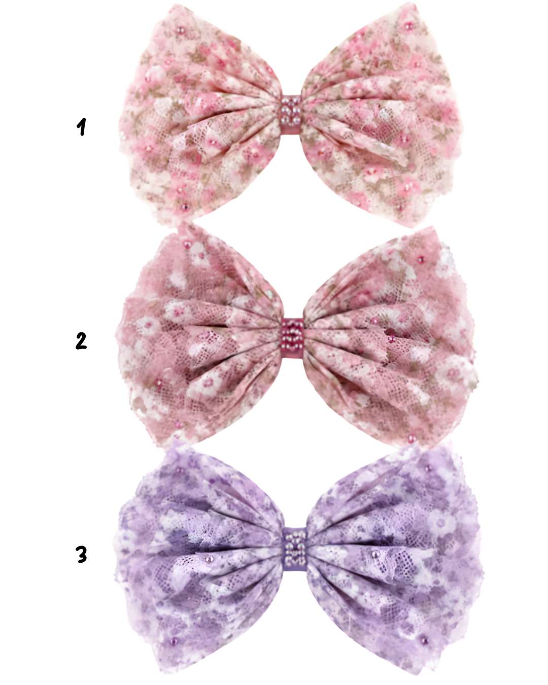 Crystallized Flower Lace Bow Clip